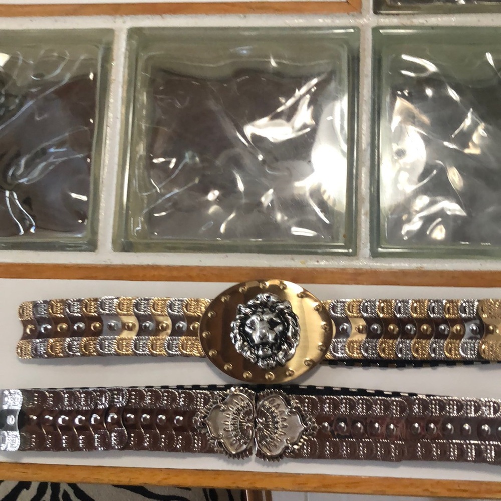 Beautiful, vintage, metallic cinch belts Gramma’s closet. In pristine condition